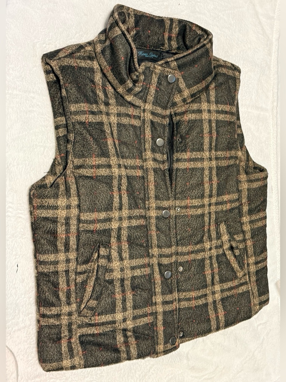 Plaid puffer vest